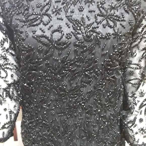 Gorgeous Elsie Tu Black Beaded Dress/Wedding XS - Picture 4 of 6
